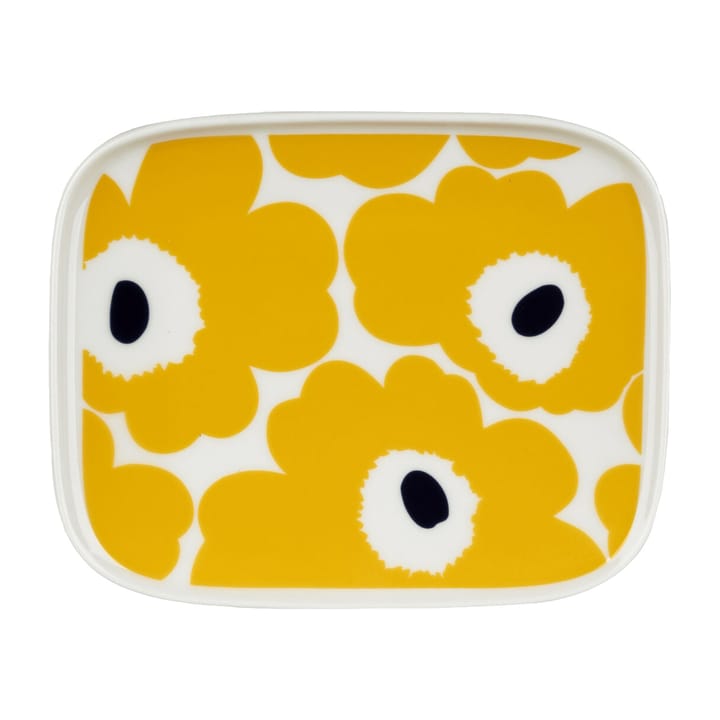 Unikko tallrik 12x15 cm - Vit-gul - Marimekko