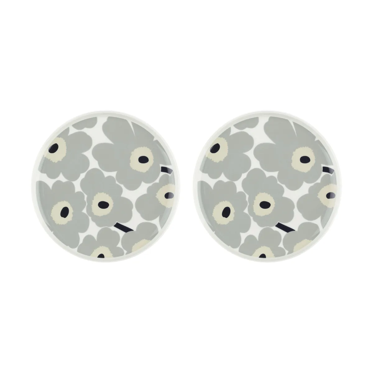 Marimekko Unikko tallrik Ø25 cm 2-pack White-light grey-sand-dark blue