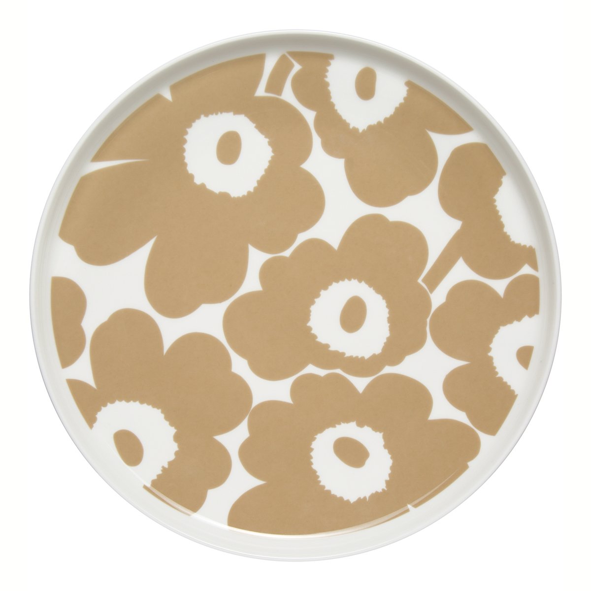 Marimekko Unikko tallrik beige-vit 25 cm | Skandinavisk Design | Mattallrikar | Beige