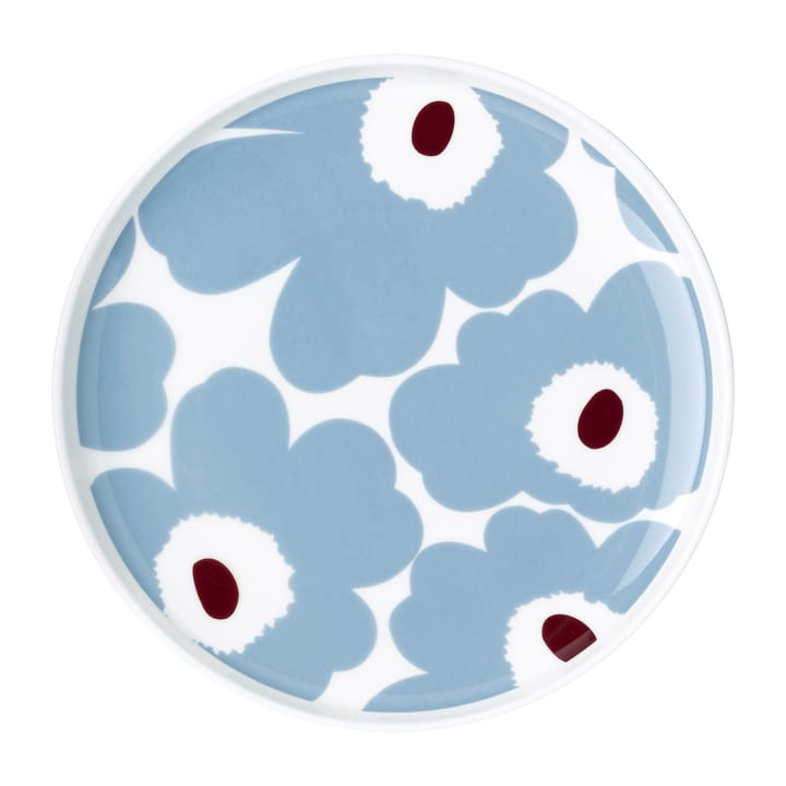 Unikko tallrik vit-blågrå-vinröd, Ø20 cm Marimekko
