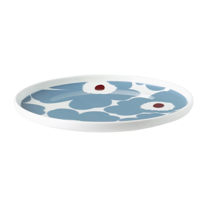 Unikko tallrik vit-blågrå-vinröd, Ø20 cm Marimekko