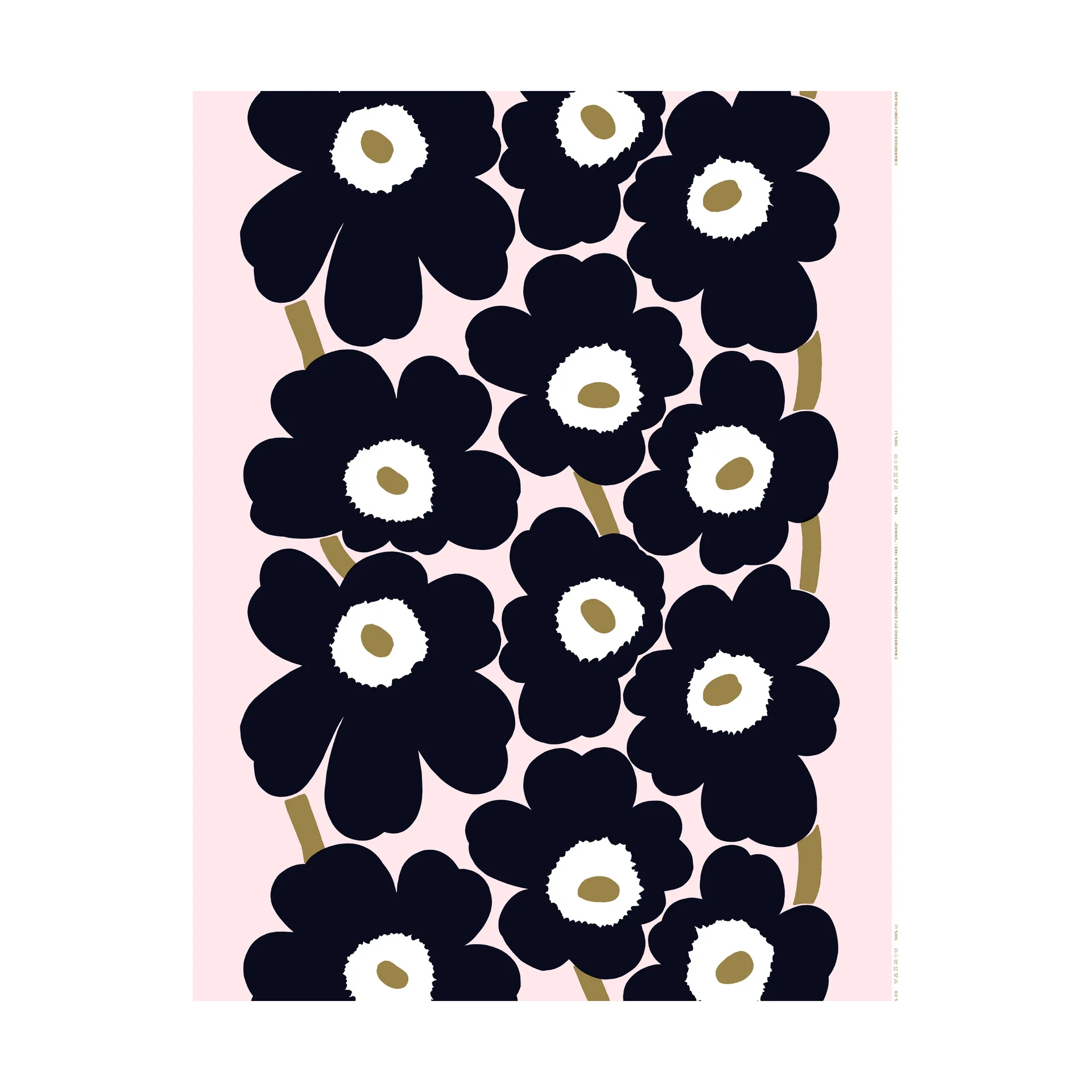 Unikko tyg, Pink-charcoal-light brown Marimekko