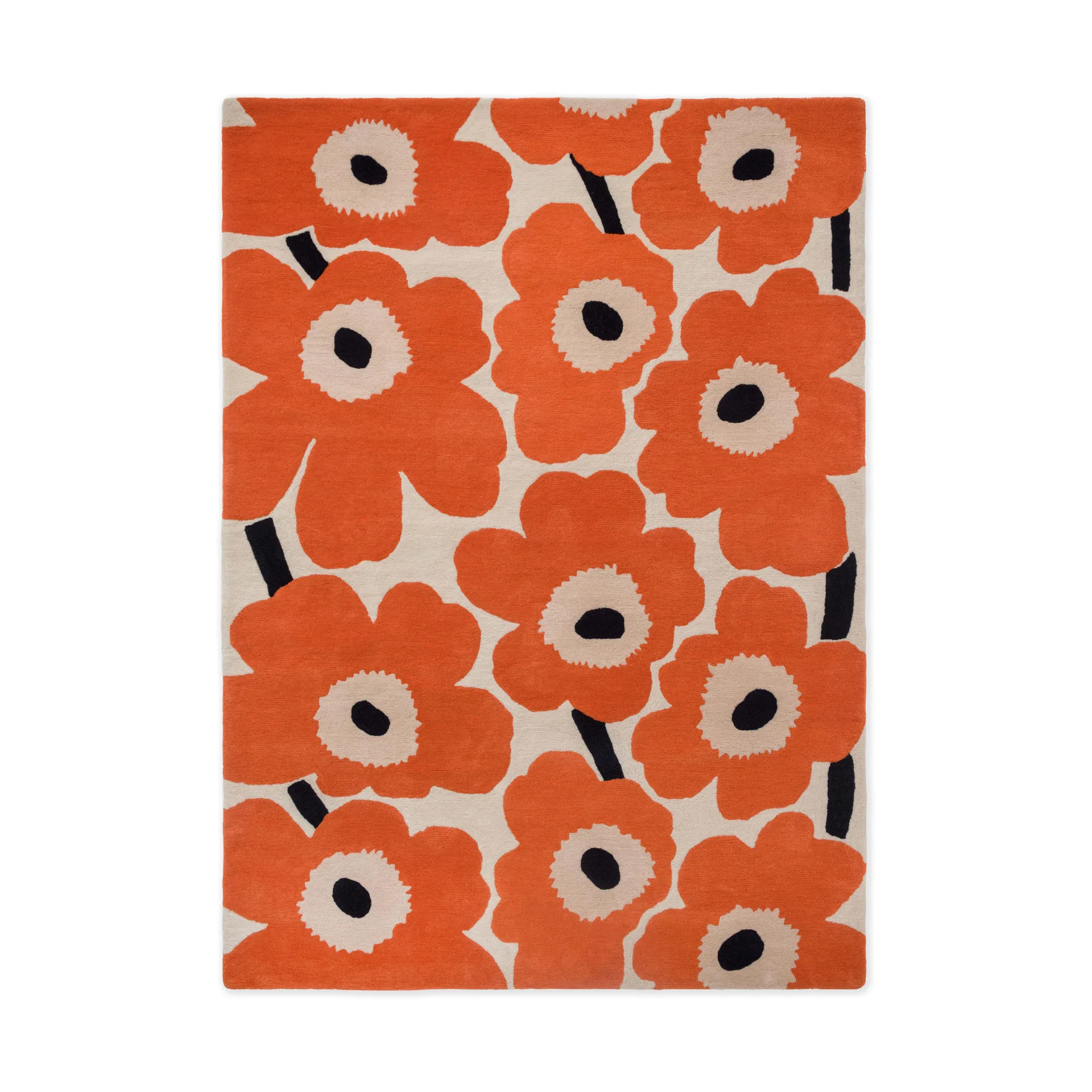 Unikko ullmatta, Orange Red, 140x200 cm Marimekko