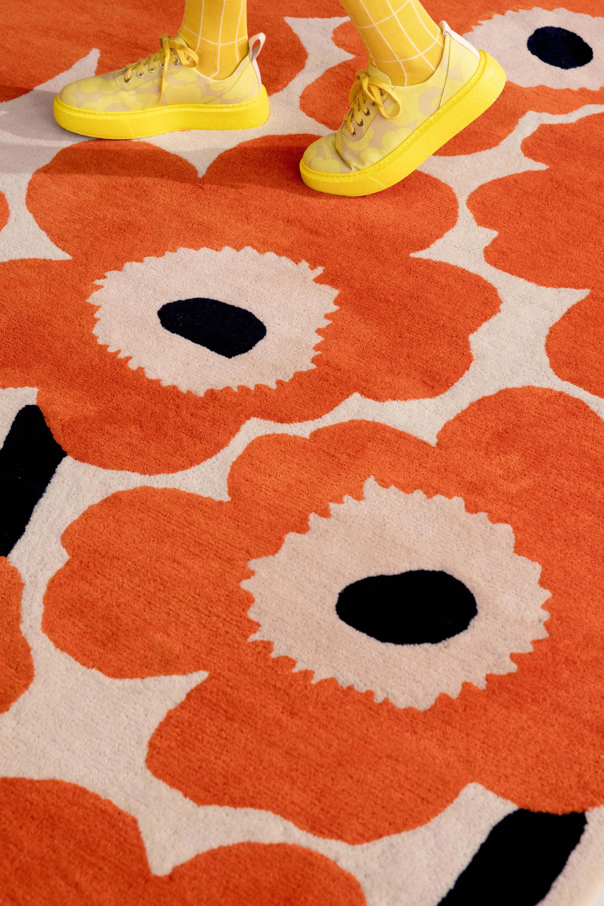 Unikko ullmatta, Orange Red, 170x240 cm Marimekko