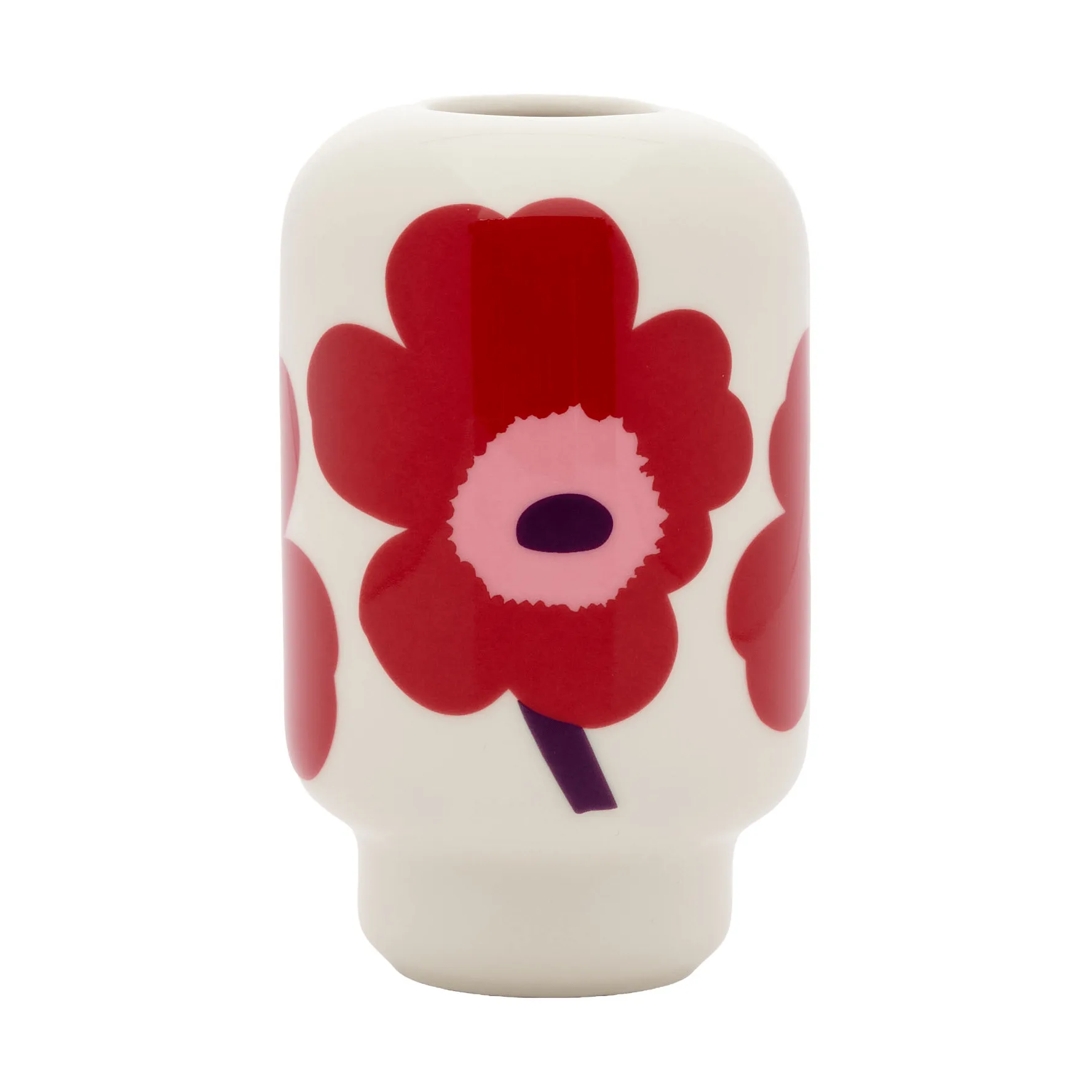 Unikko vas 14 cm, White-cranberry-pink-plum Marimekko