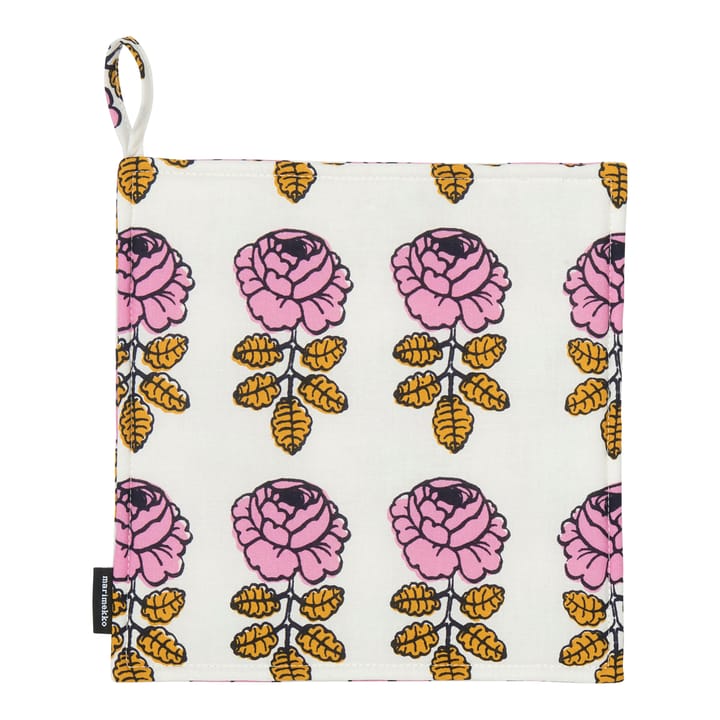 Vihkiruusu grytlapp 21,5x21,5 cm - Off white-rosa-mörkblå - Marimekko