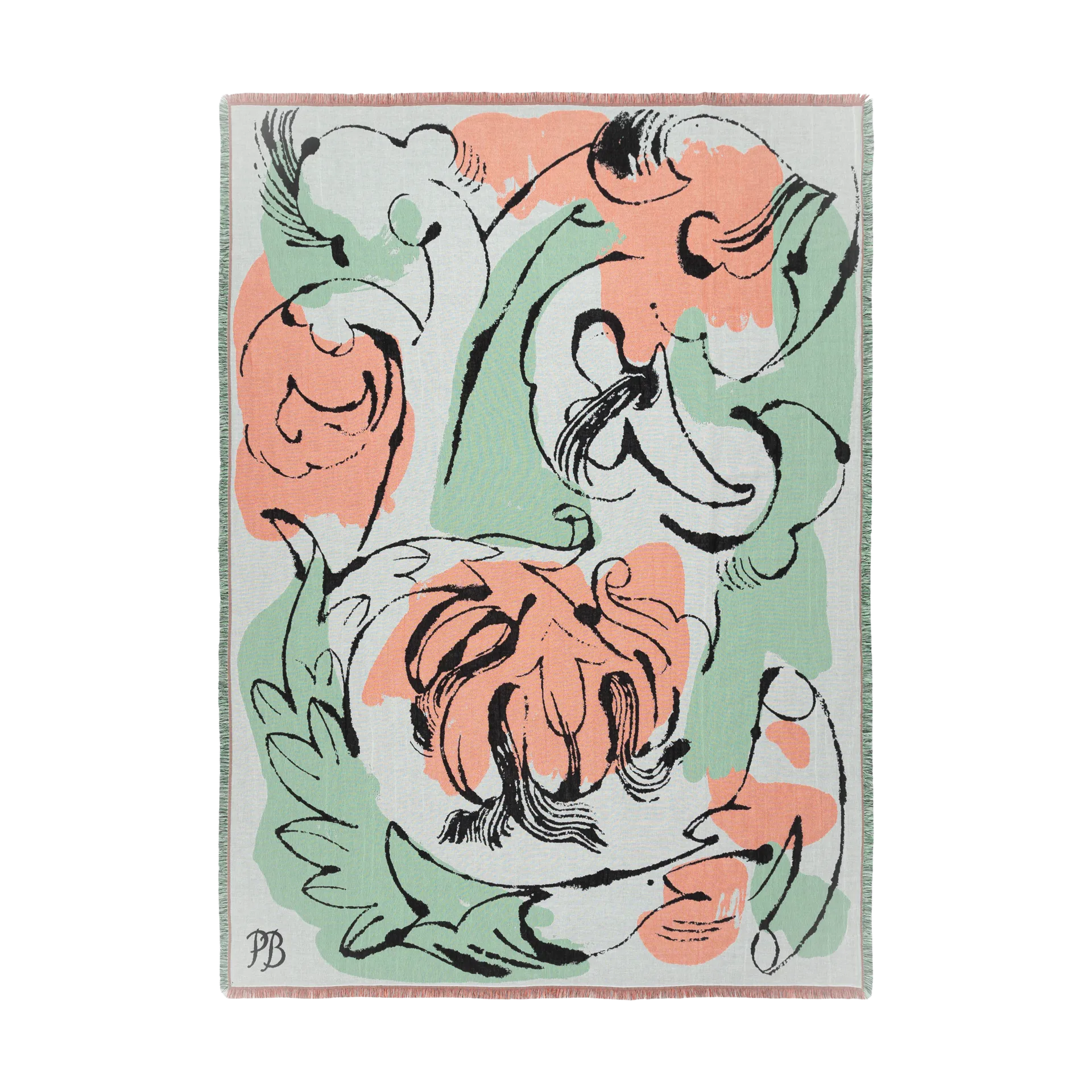 Vildstjälk pläd 130x180 cm, Offwhite-dark blue- orange-red Marimekko