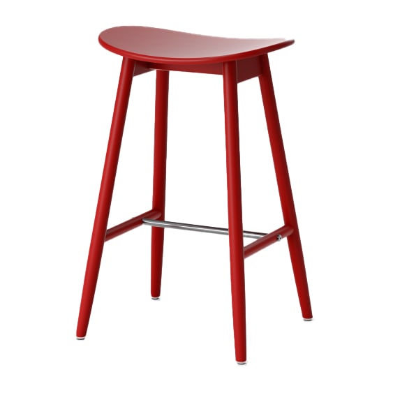 Massproductions Icha barstol 65 cm Rödlakerad bok | Skandinavisk Design | Barstolar | Röd