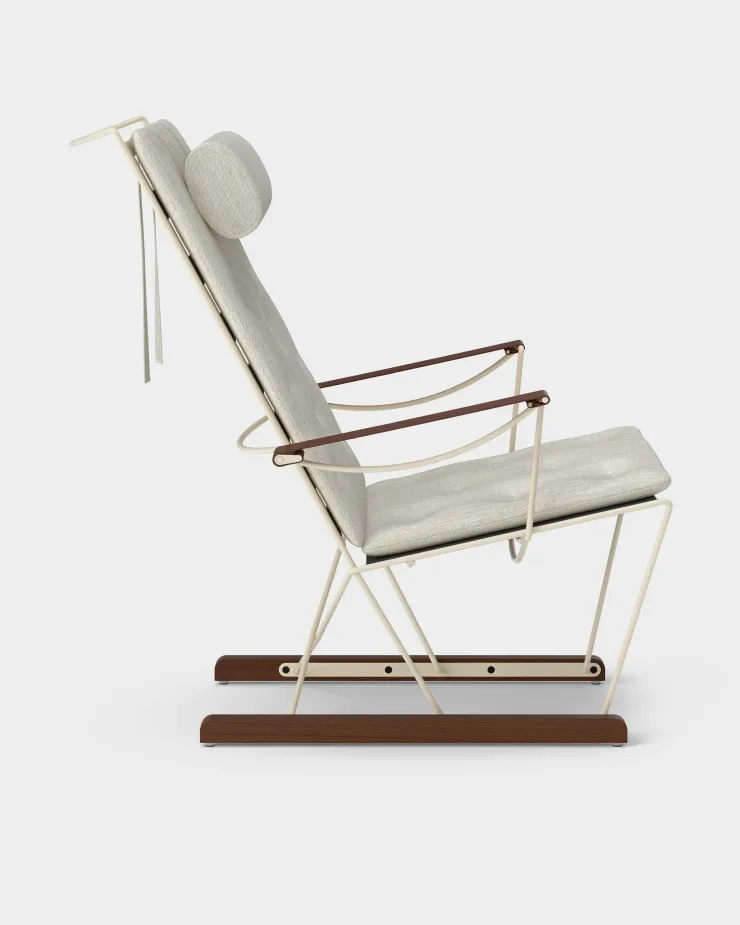 Spark Lounge Chair, ivory-valnötsbetsad bok, Romo Ruskin Quill 7757/10 Massproductions