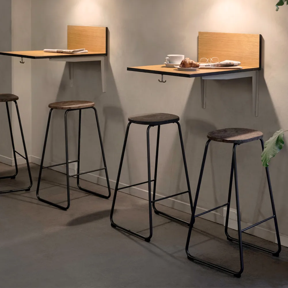 Earth barpall, coffee, h.69, svart stålstativ Mater