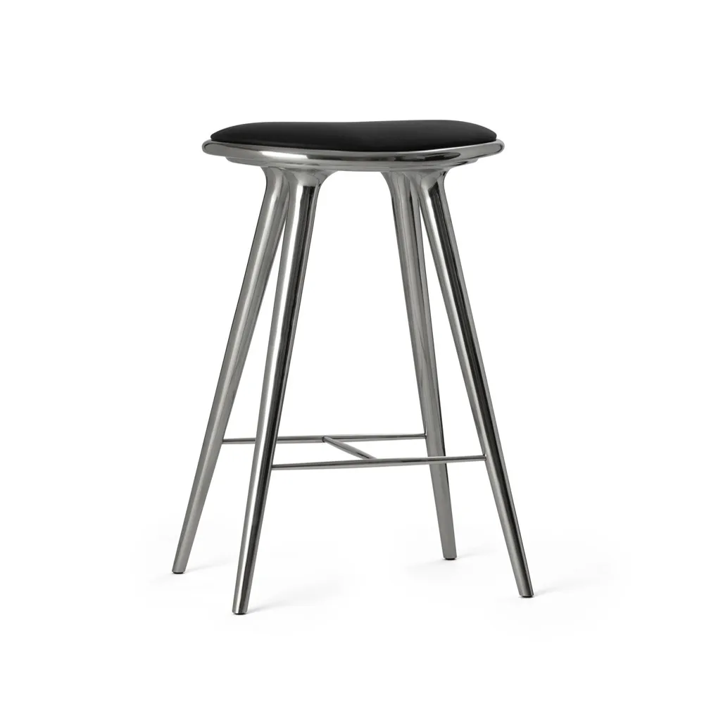 Mater High stool barpall 69 cm läder svart, aluminiumstativ
