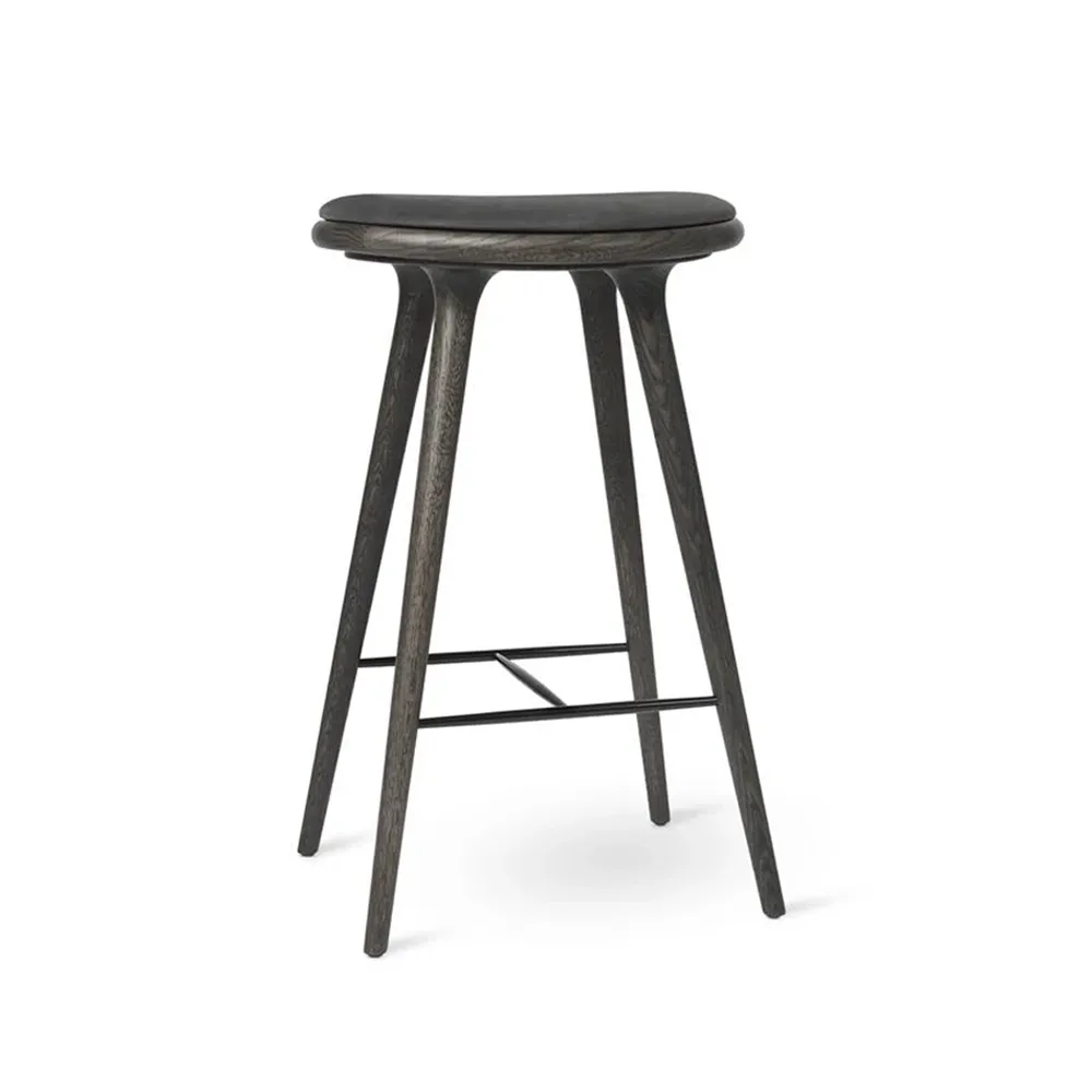Mater High stool barpall 69 cm läder svart, sirka grey ek