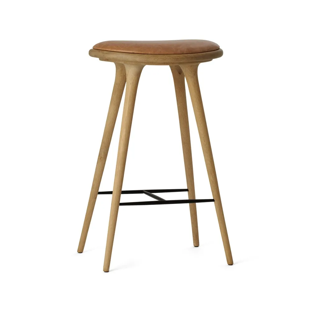 High stool barpall 74 cm, läder natur, såpat ekstativ Mater