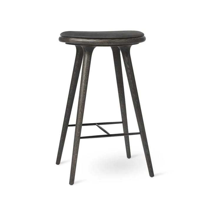High stool barpall hög 74 cm - läder svart, stativ i sirkagrey ek - Mater