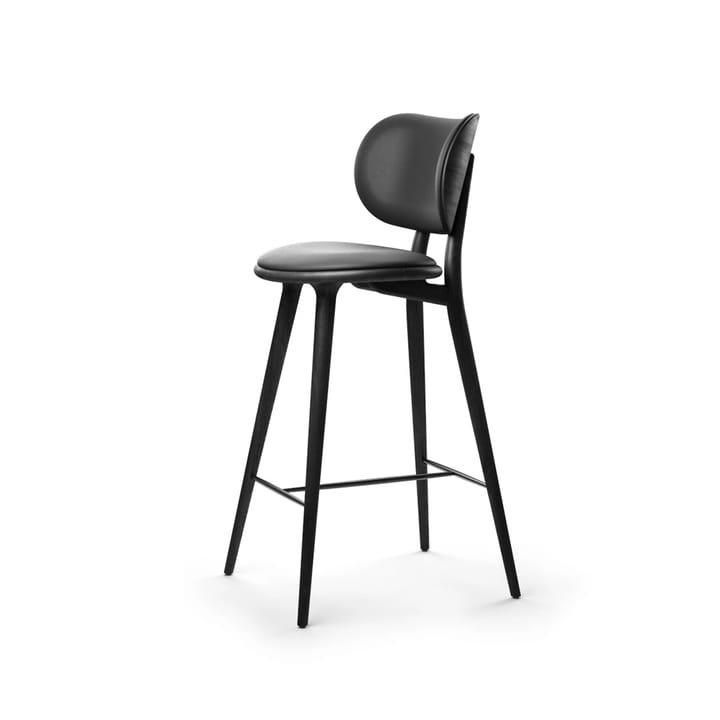 Mater High Stool Backrest barstol hög - läder svart, svartbetsat bokstativ - Mater
