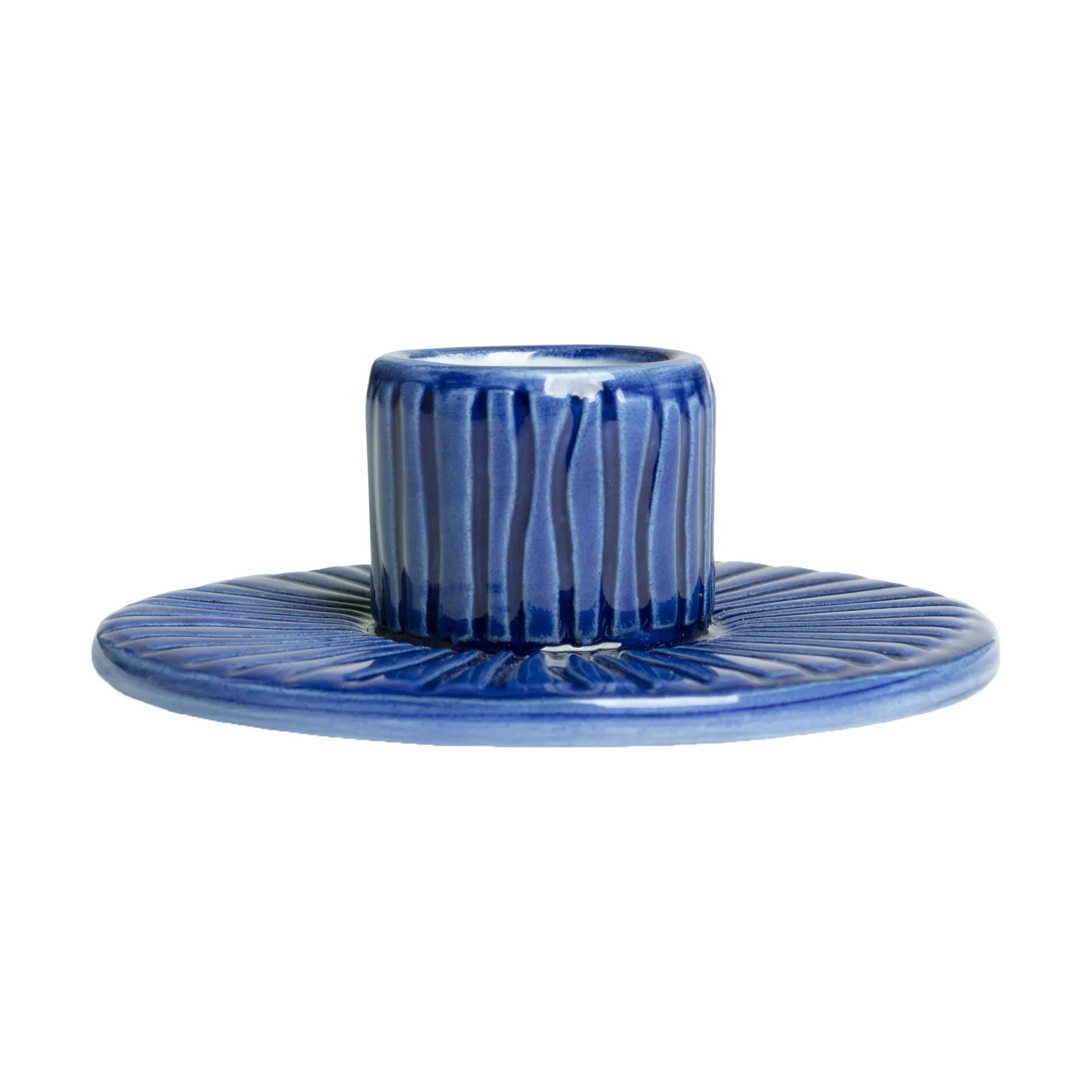 Stripes ljusstake Ø8 cm, Blå Mateus