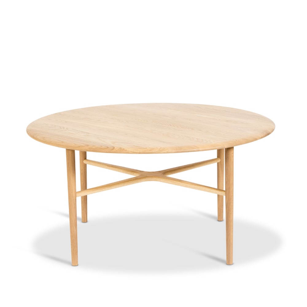 Mavis Crest soffbord runt ek vitpigment klarlack | Skandinavisk Design | Soffbord | Beige