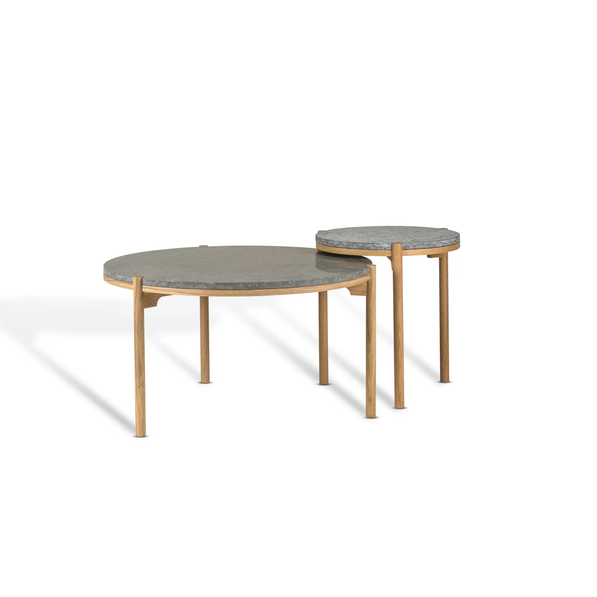 Dondo sidobord vitpigmenterad ek Ø45 cm, Hyvlad kalksten Mavis