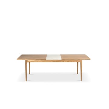 Höllviken matbord - Ek vitpigmenterad mattlack-1 ilägg-beige mdf á 50 cm - Mavis