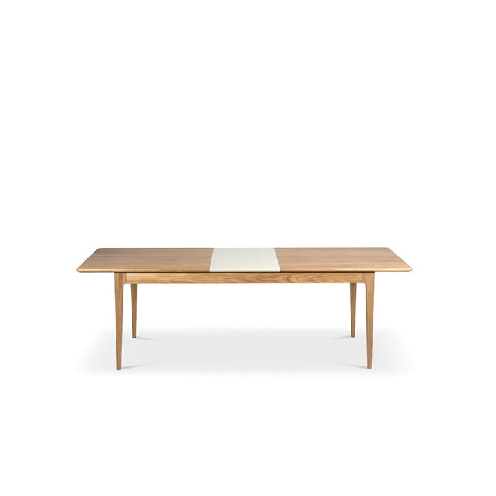 Höllviken matbord - Ek vitpigmenterad mattlack-1 ilägg-beige mdf á 50 cm - Mavis