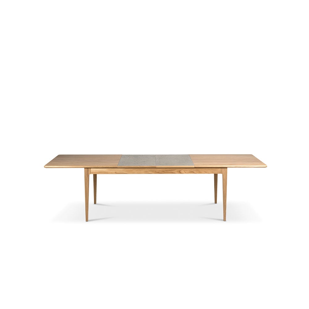 Mavis Höllviken matbord ek vitpigmenterad mattlack, 2 ilägg, kalksten á 50 cm