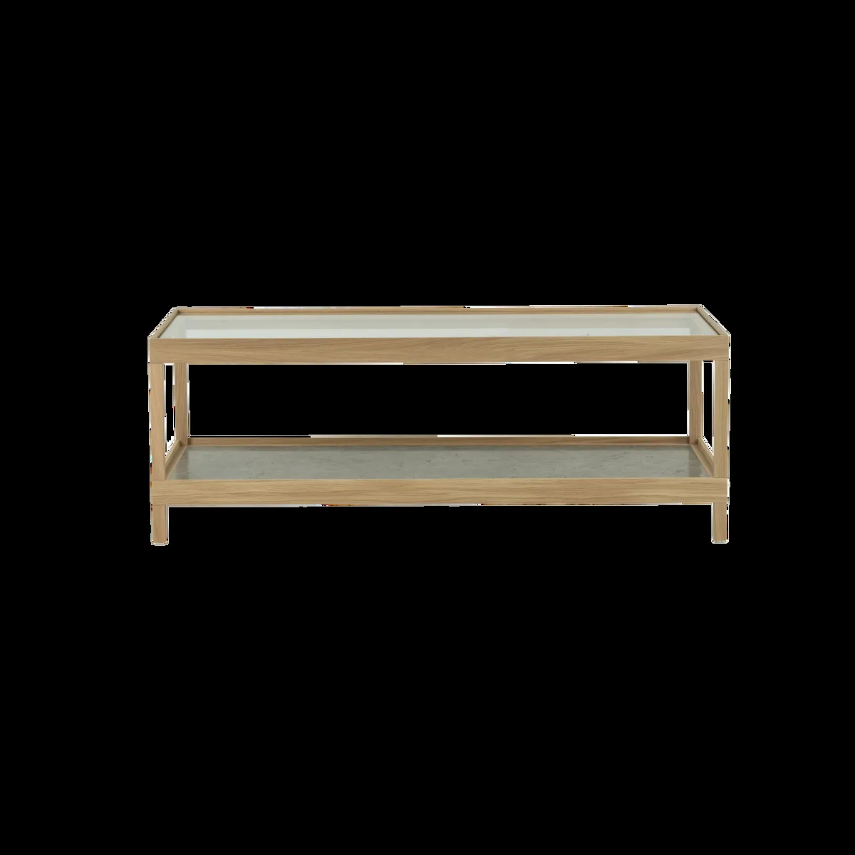 Mavis Ima soffbord 125x50 cm Vitpig. mattlackad ek, kalksten