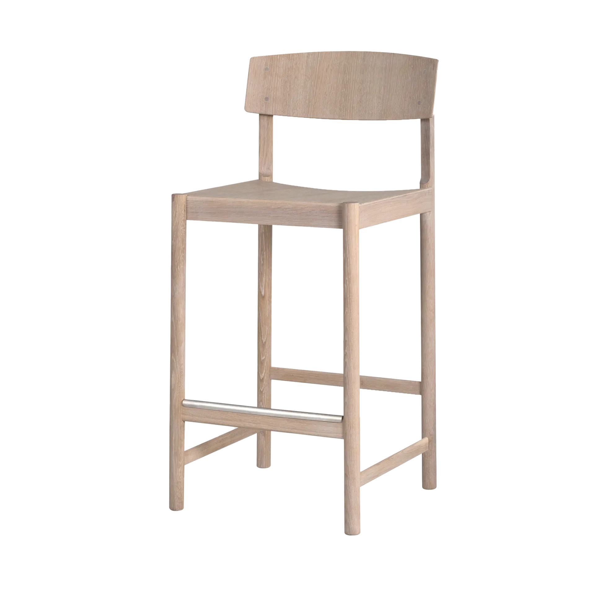 Rod barstol 65 cm, Vit vaxoljad ek Mavis
