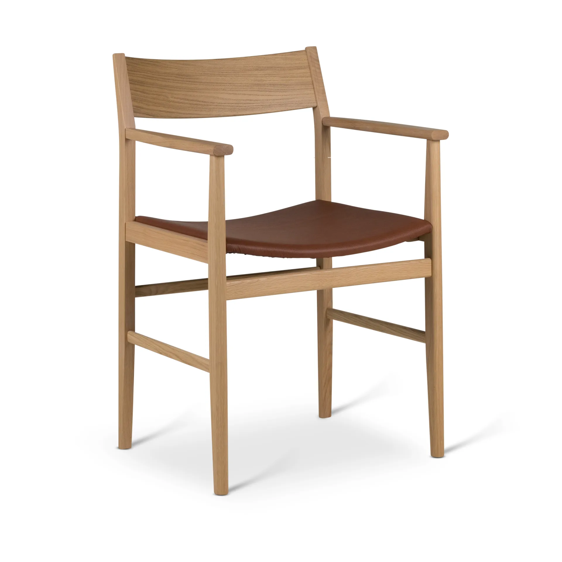 Siza karmstol, Vitpigmenterad mattlackad ek-cognac läder Mavis