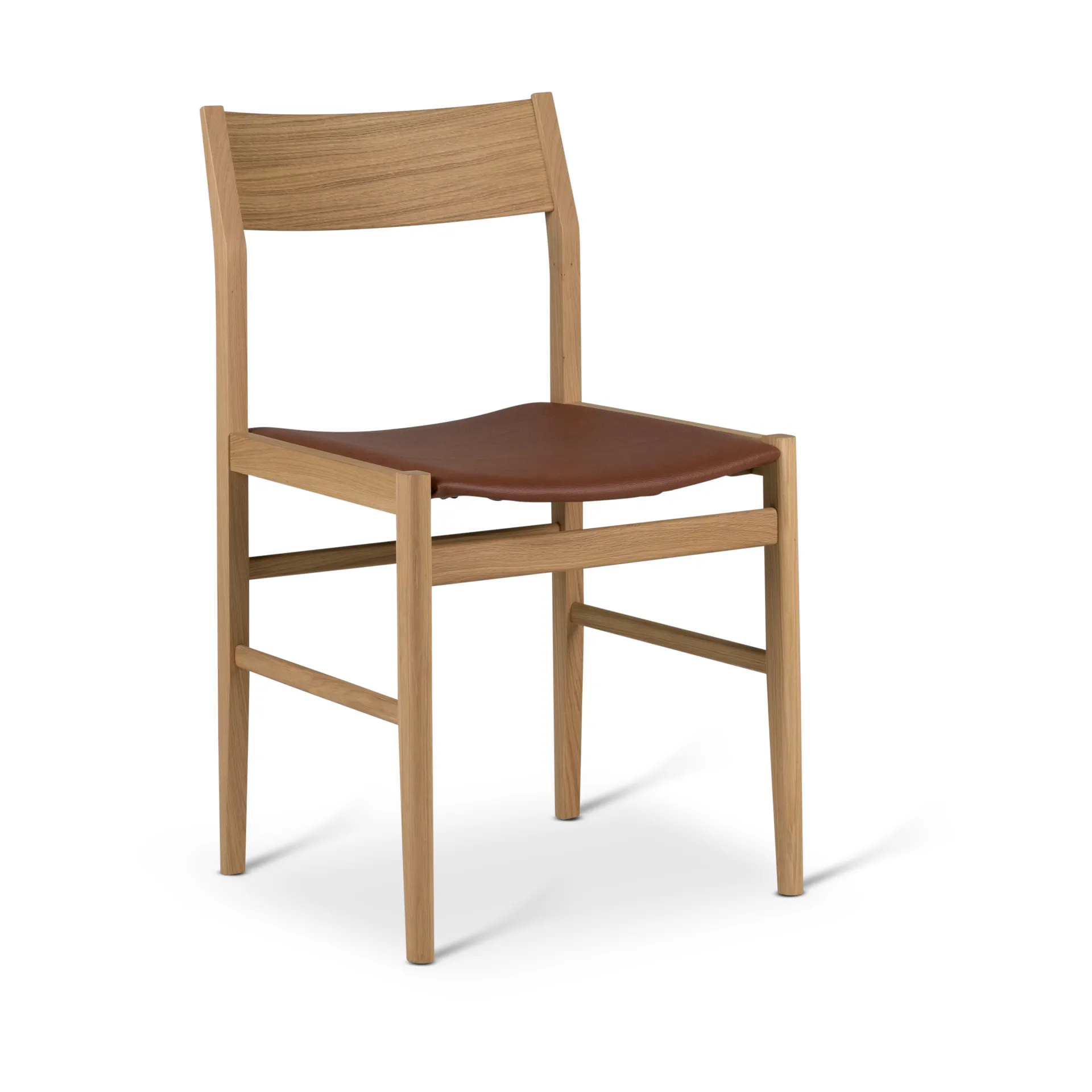 Siza stol, Vitpigmenterad mattlackad ek-cognac läder Mavis