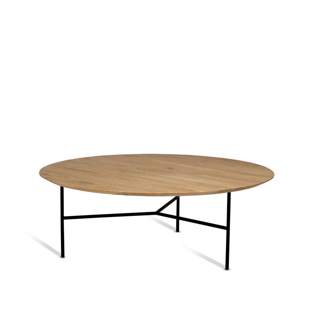 Mavis Tribeca soffbord ek lack, svarta ben, 110 | Skandinavisk Design | Soffbord | Beige