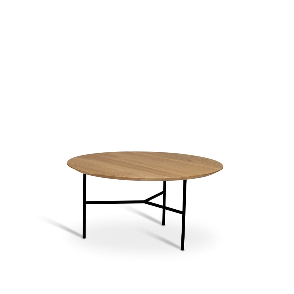 Mavis Tribeca soffbord ek lack, svarta ben, 80 | Skandinavisk Design | Soffbord | Beige