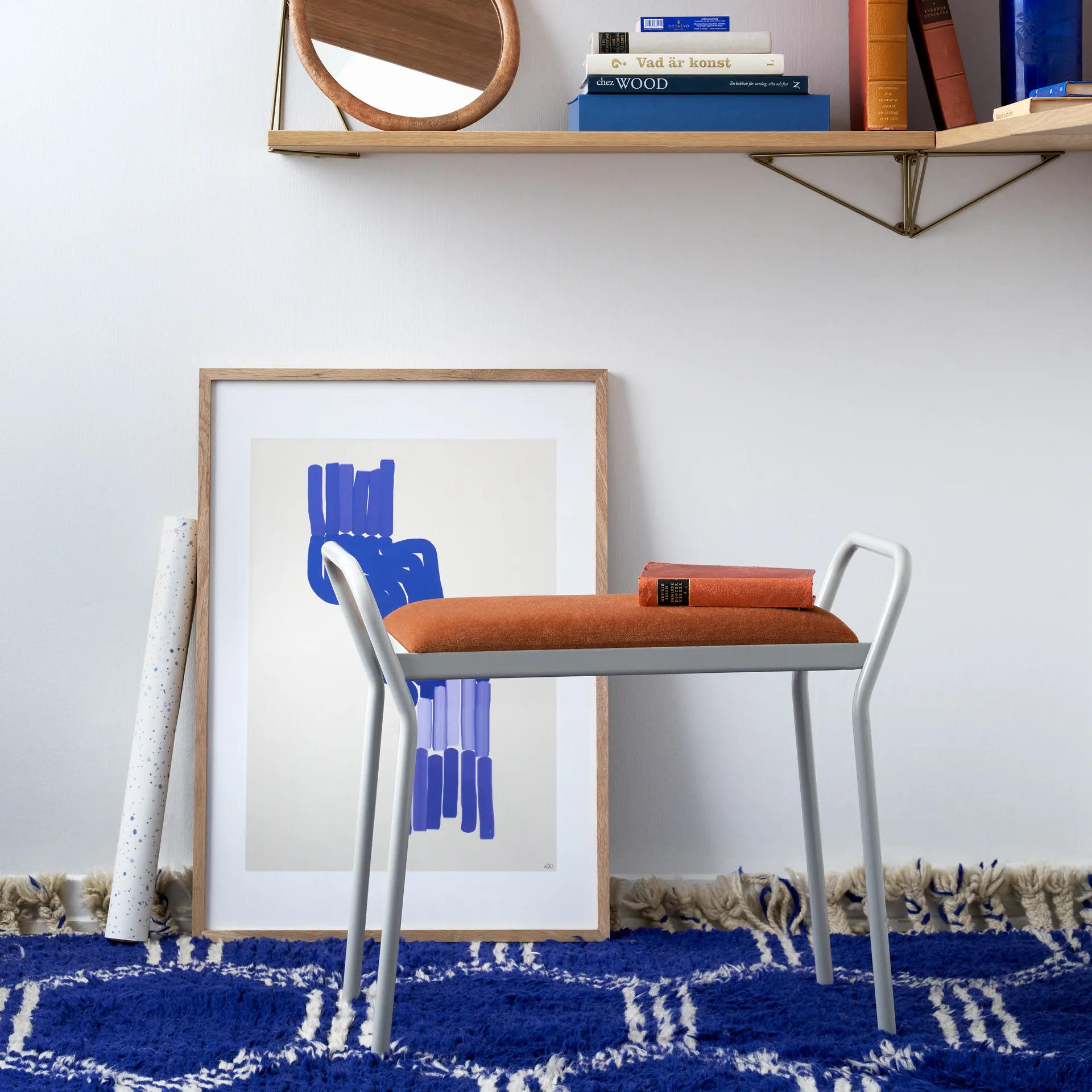 Anyone pall, Vit med vintage cognac läder Maze