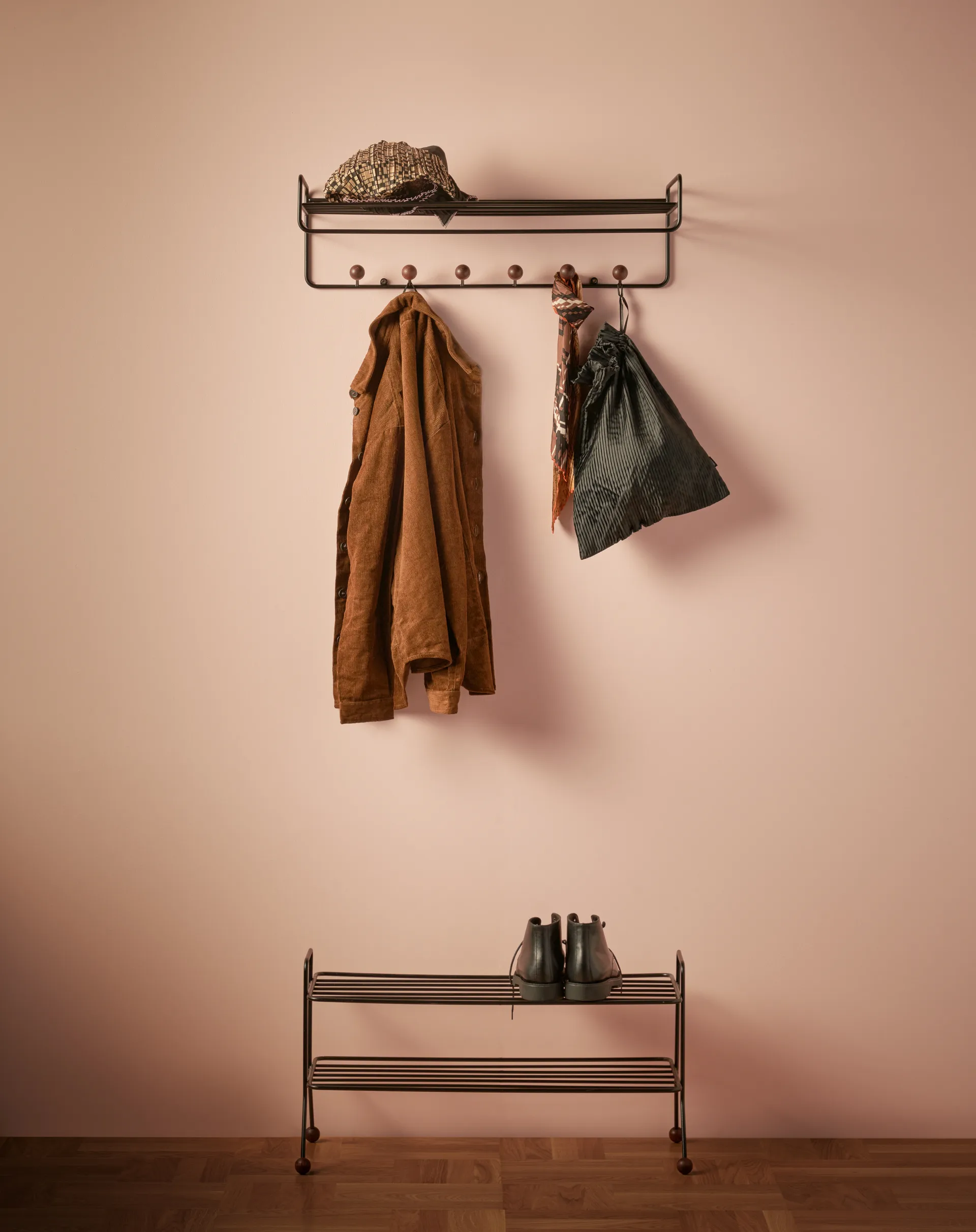 Bill Hat rack hatthylla, Svart-mörkbrun Maze