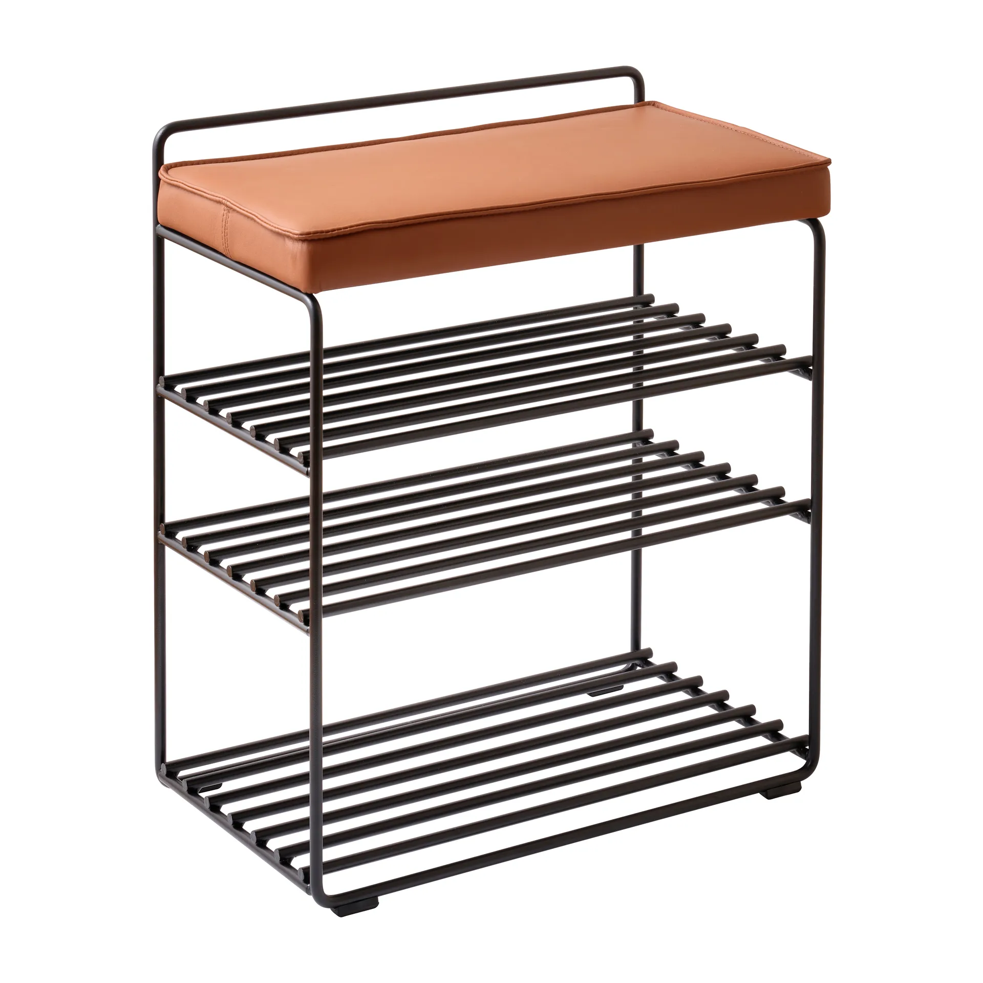 Lower East Seat hylla-pall 50x28x58 cm, Black-cognac leather Maze