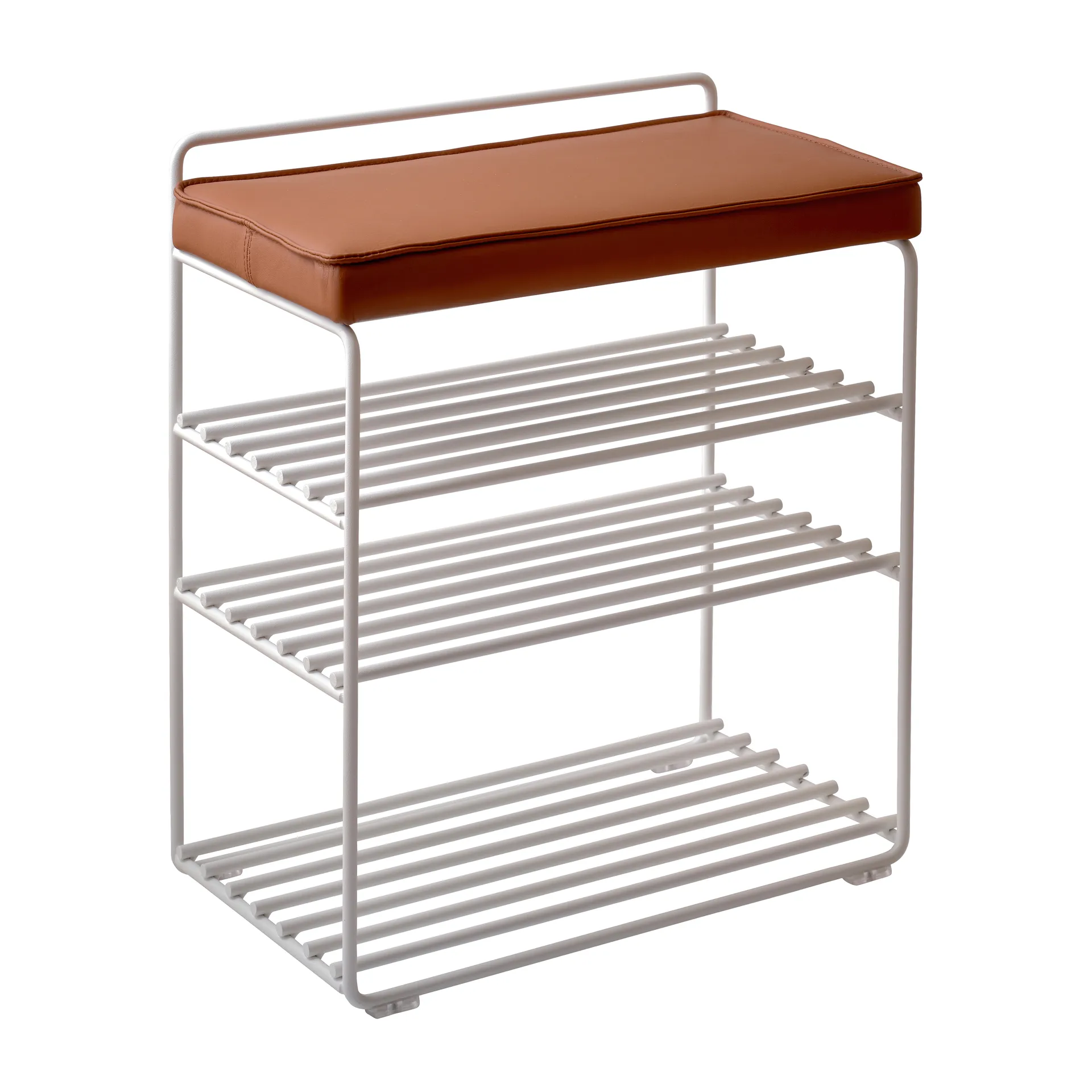 Lower East Seat hylla-pall 50x28x58 cm, White-cognac leather Maze