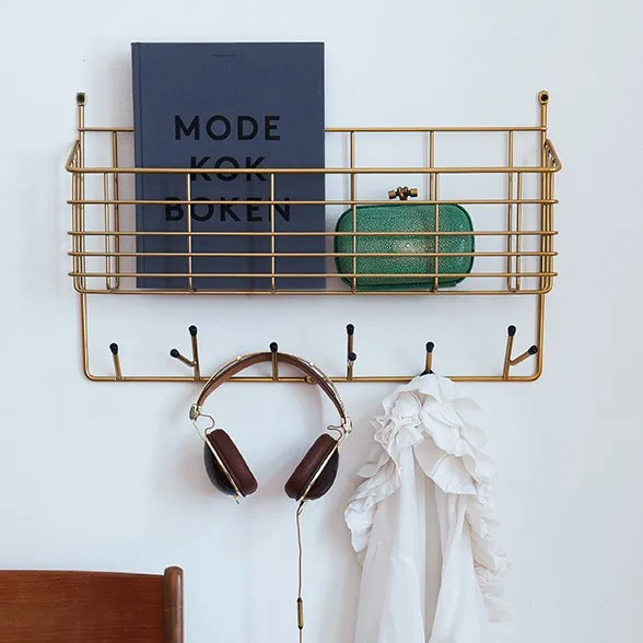 Mitten Shelf L hylla, mässing Maze