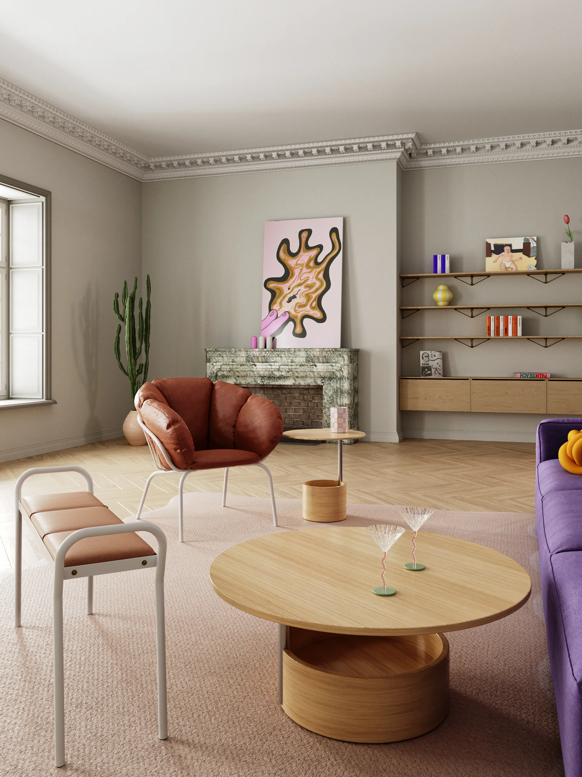 Parasol L soffbord Ø90 cm, Oak Maze