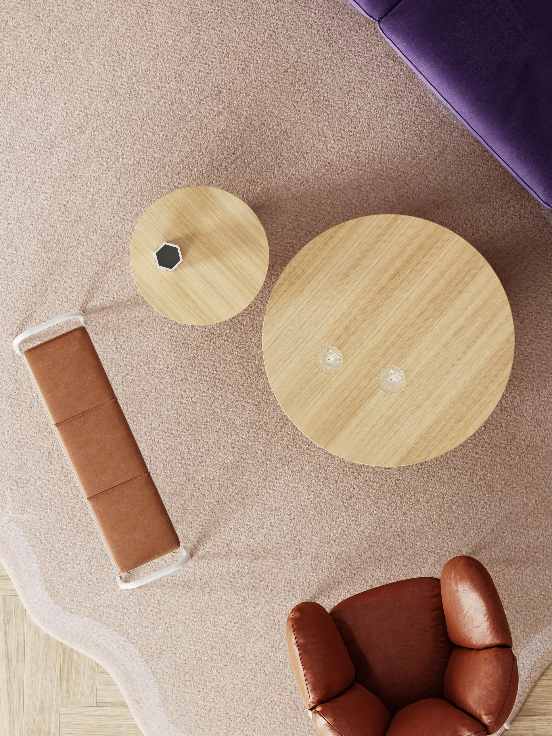 Parasol L soffbord Ø90 cm, Oak Maze