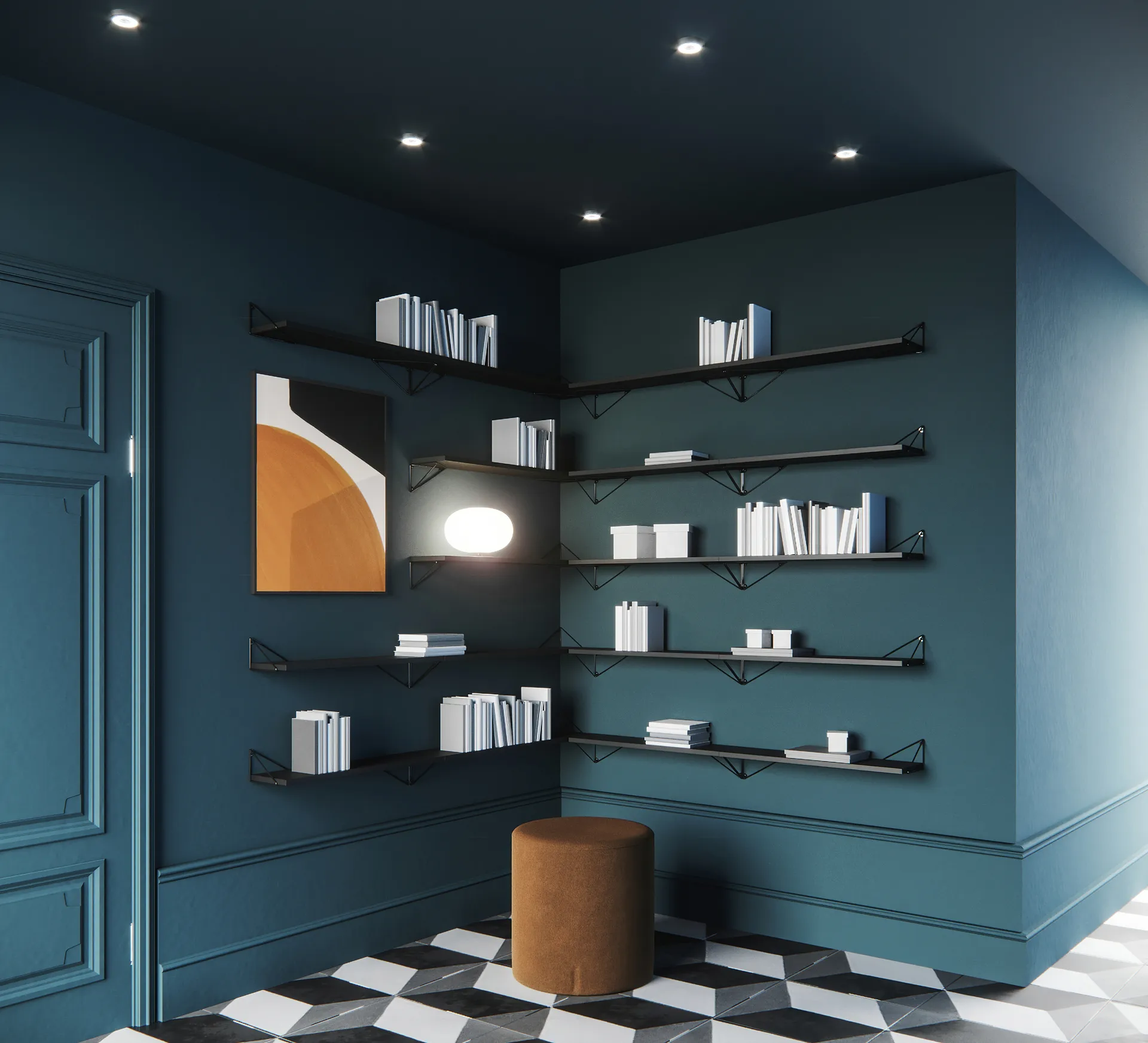 Pythagoras Shelf hyllplan, svart Maze