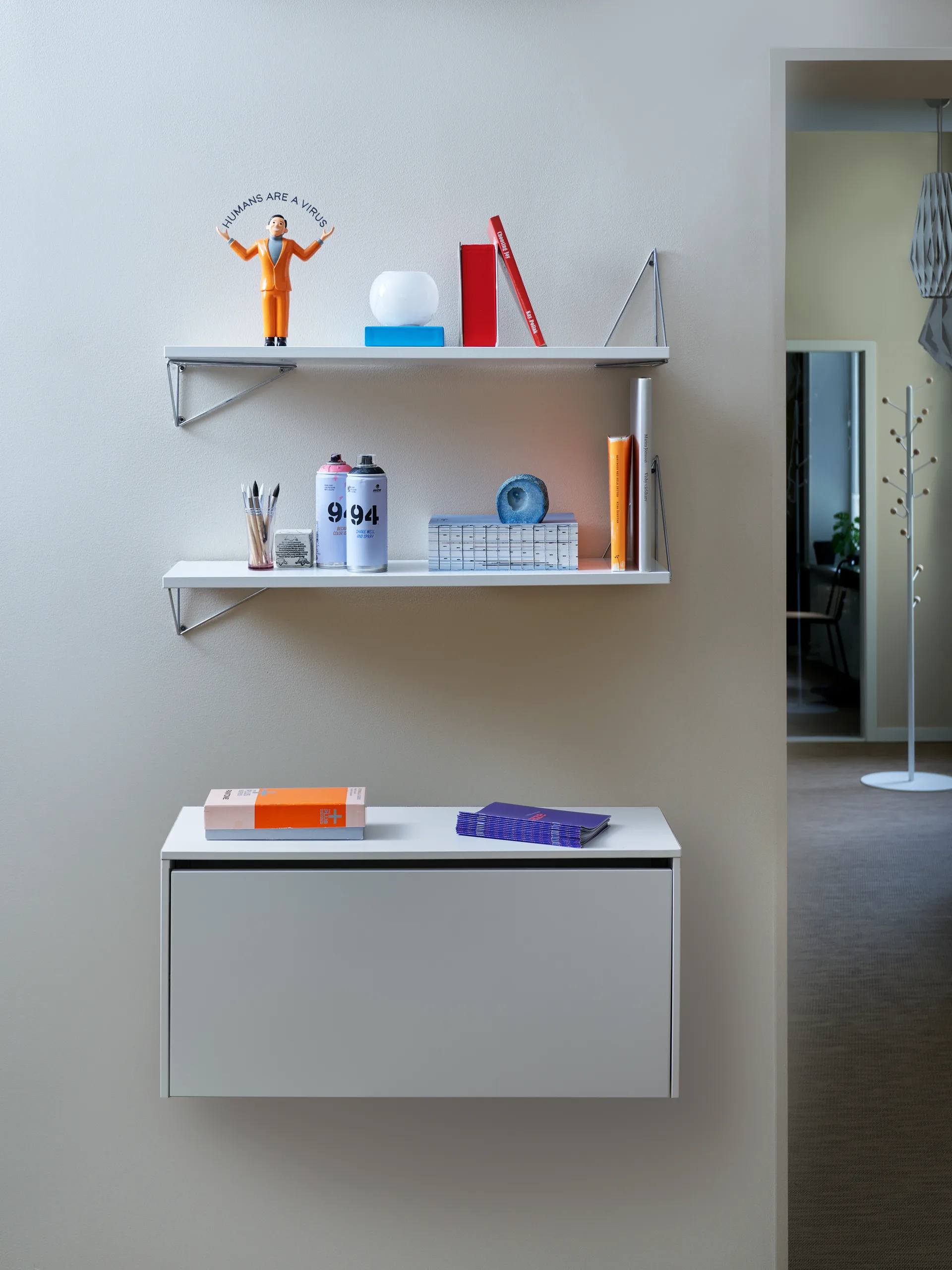 Pythagoras Shelf hyllplan, vit Maze