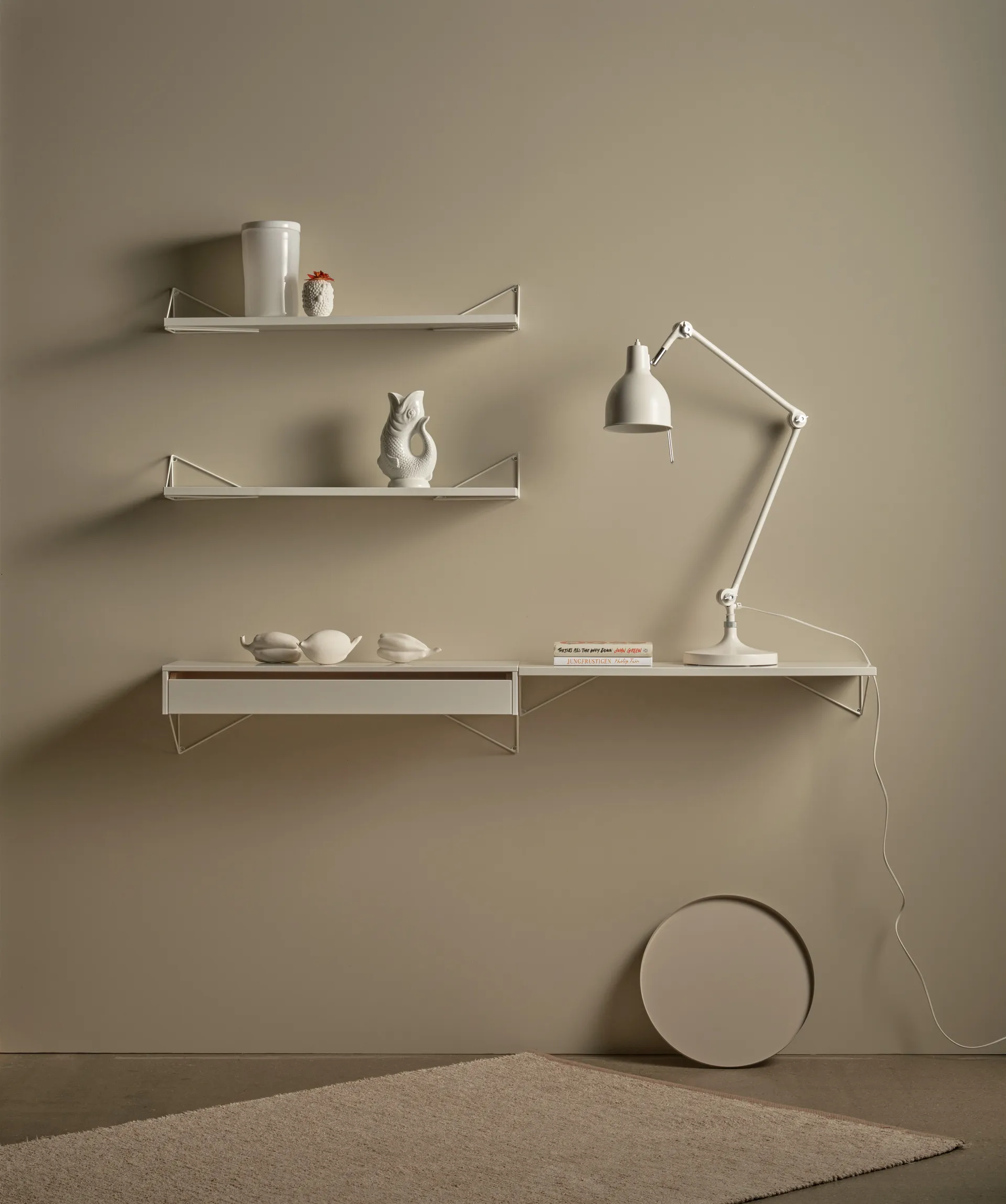 Pythagoras Shelf hyllplan, vit Maze