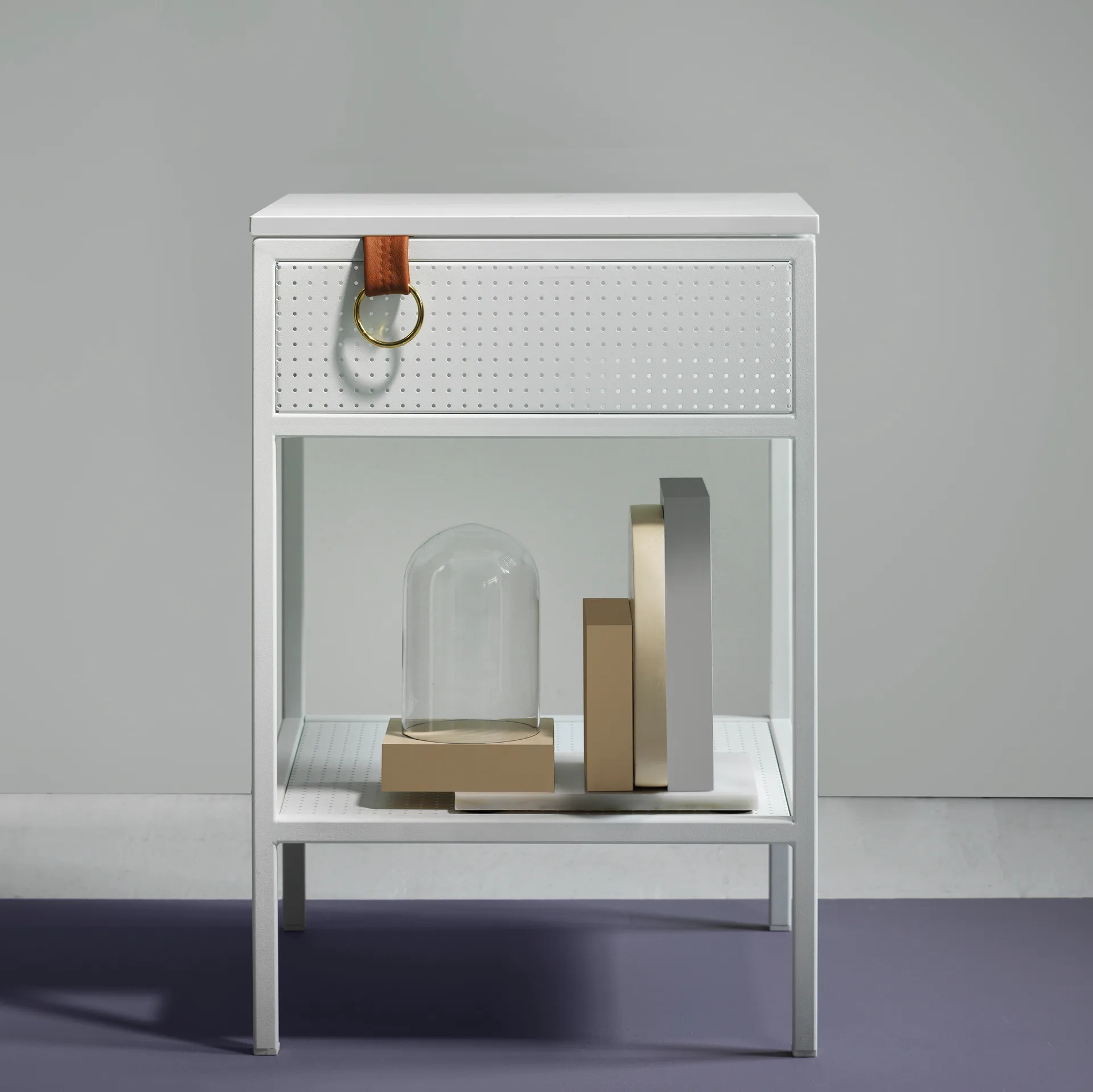 Tracy sidobord, vänsterställt, vit Maze