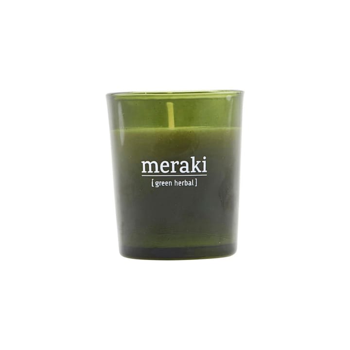 Meraki doftljus grönt glas 12 timmar - Green herbal - Meraki