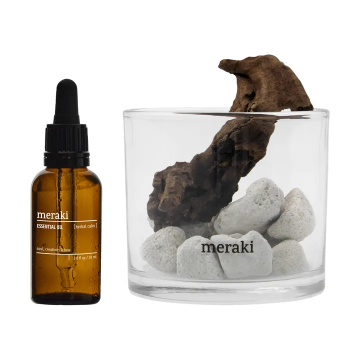 Meraki doftspridare lavasten och trä inkl. olja - Herbal calm, Vit - Meraki