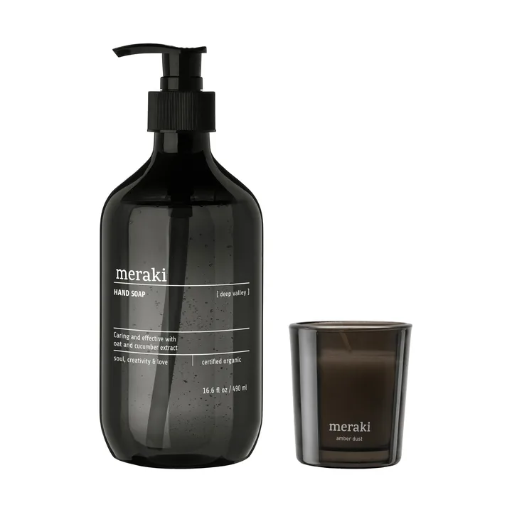 Meraki gåvoset handtvål och doftljus - Deep valley-Amber dust - Meraki