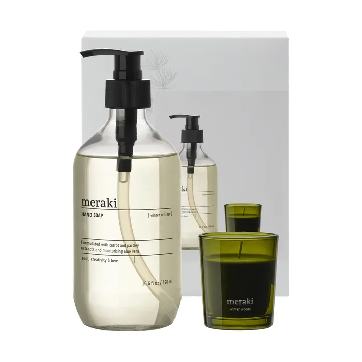 Meraki gåvoset handtvål och doftljus - Winter whisp, winter woods - Meraki