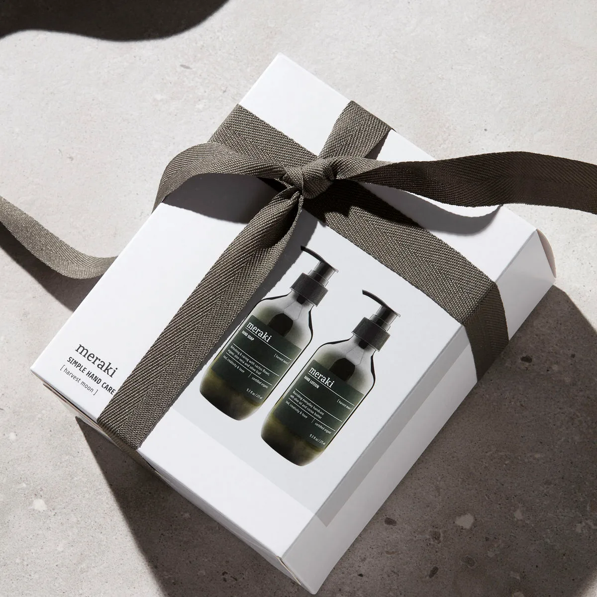 Meraki gåvoset, handtvål och handlotion, Harvest moon Meraki