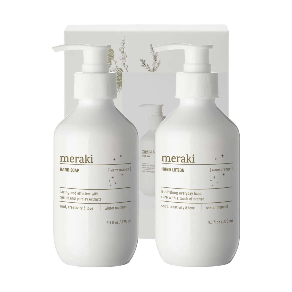 Meraki gåvoset, handtvål och handlotion, Warm orange Meraki