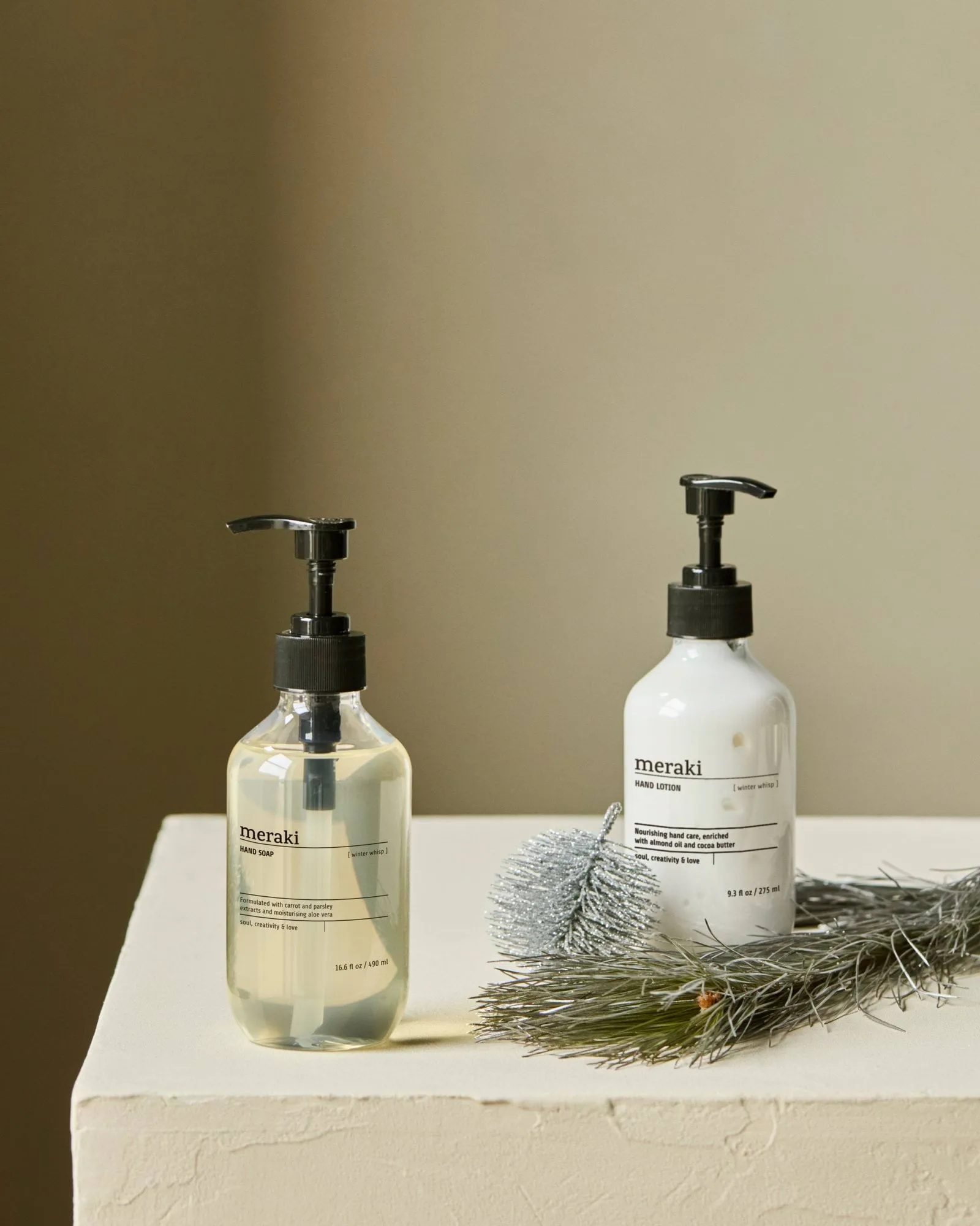 Meraki gåvoset, handtvål och handlotion, Winter whisp Meraki