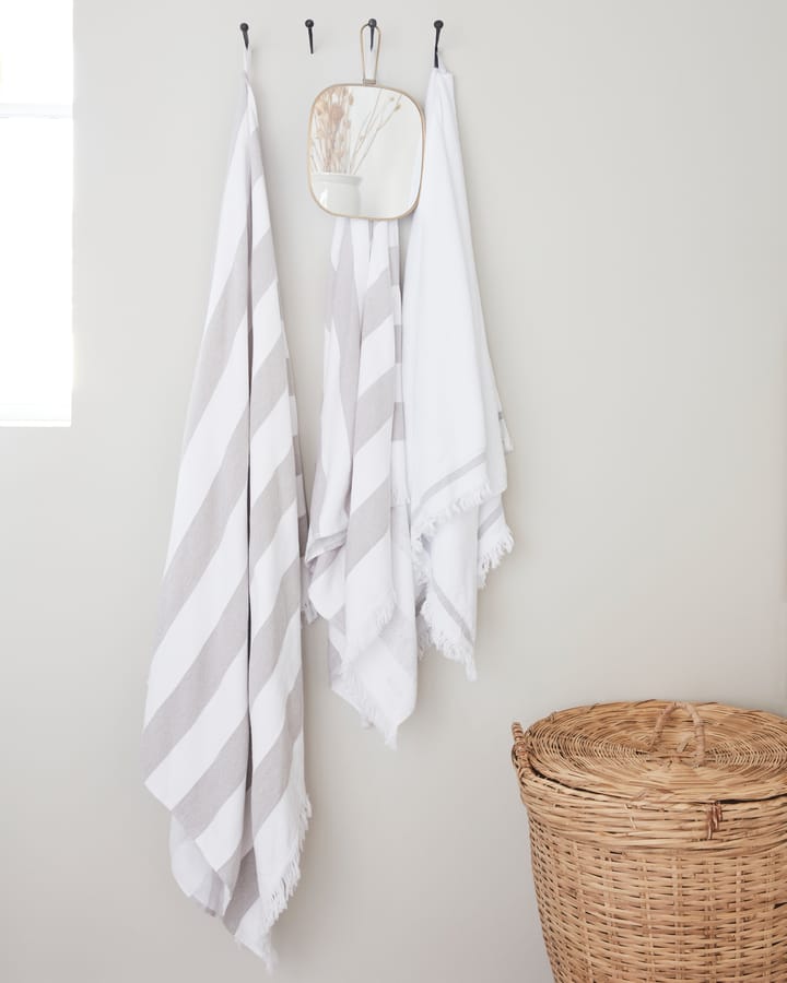 Meraki handduk vit med grå streck - 100x180 cm - Meraki